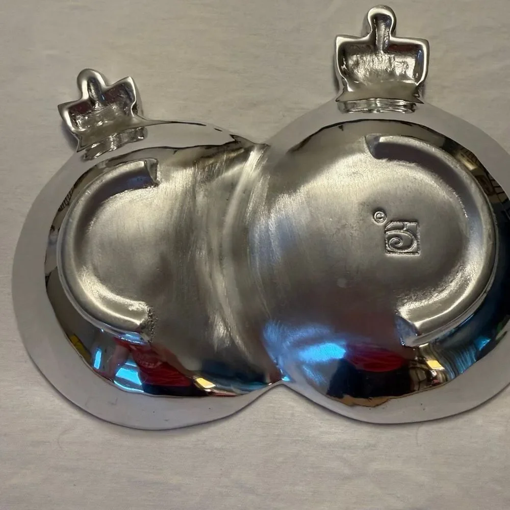 Holiday Ornament Divided Serving Dish | Cast Aluminum Candy/Nut Tray | Christmas